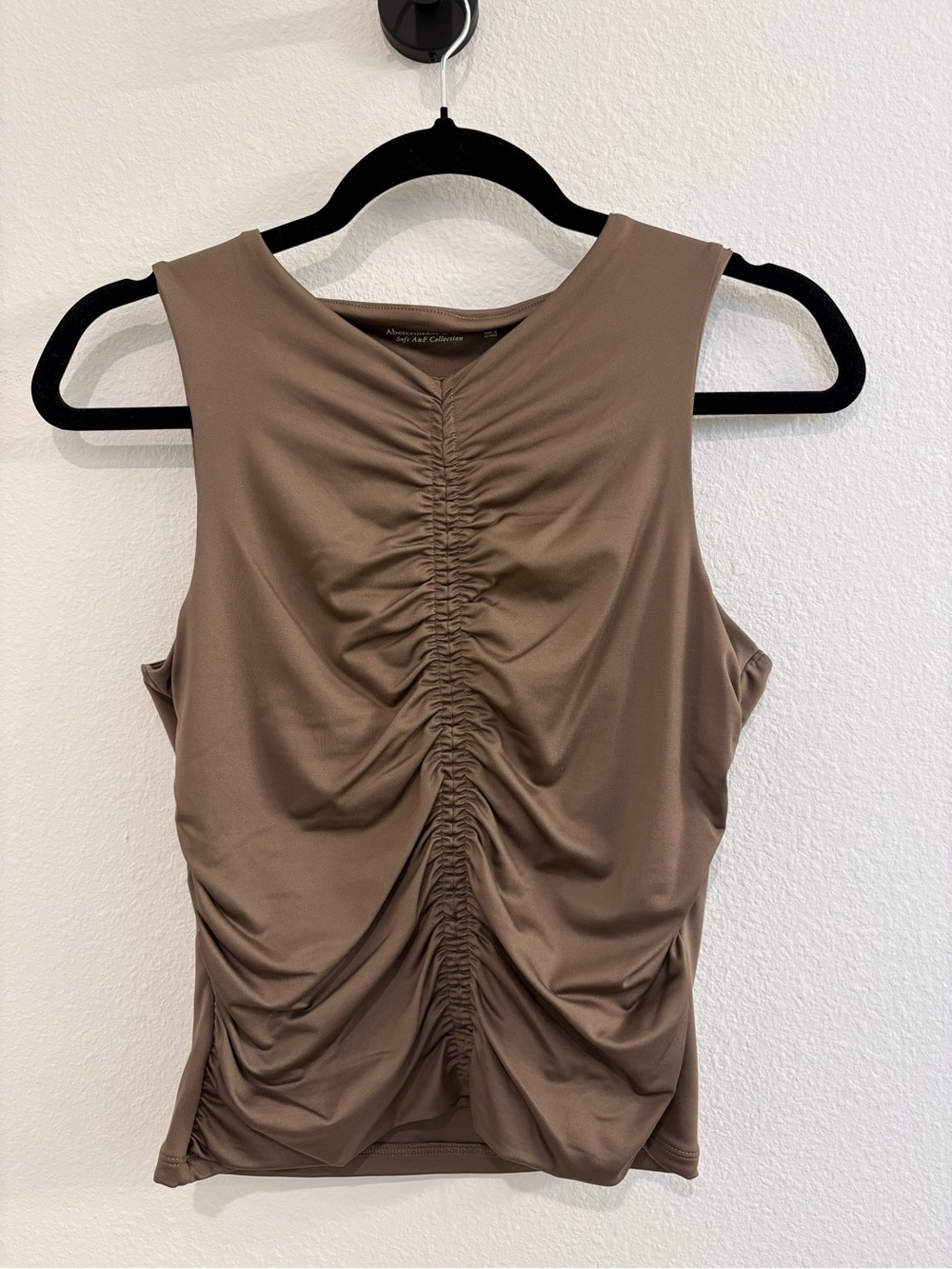 Abercrombie & Fitch Taupe Ruched Center Tank Top